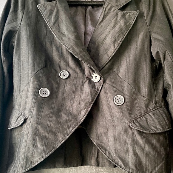 SASHIMI Black on Black Pinstripe Double Breasted Lined Blazer w/Pockets Size Lg - Picture 5 of 16